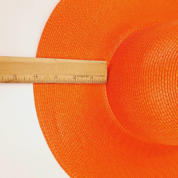 Vtg Ladies Orange Fashion Lg Wide Brim Floppy Straw Hat main image 8